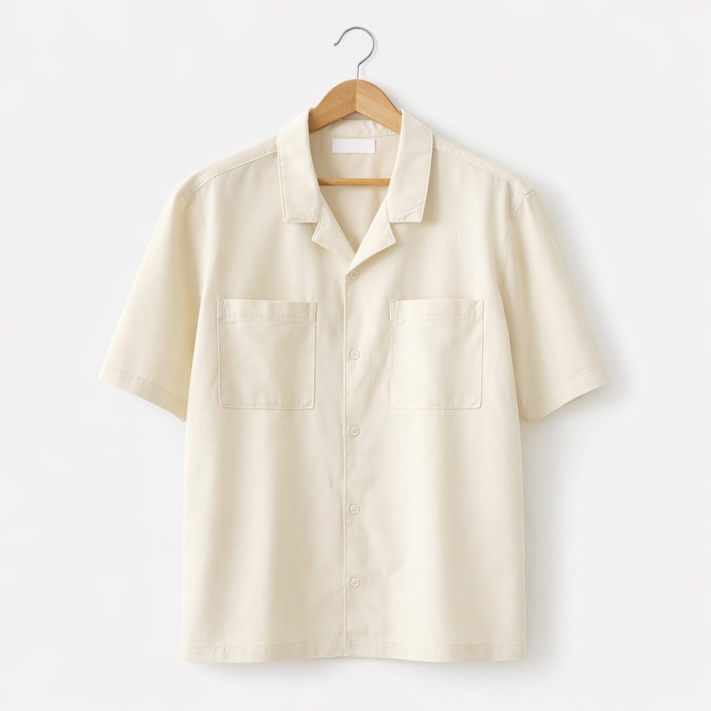 Frank & Oak Cotton Hemp Blend Short Sleeve Shirt XXL Cream-NWT!
